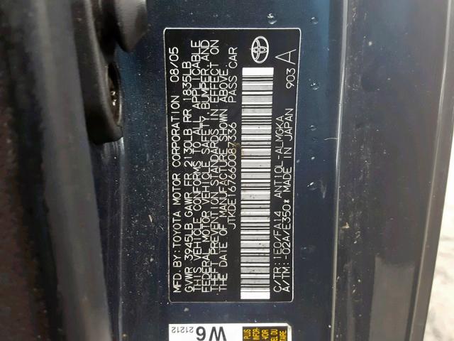 JTKDE167660087336 - 2006 TOYOTA SCION TC GRAY photo 10