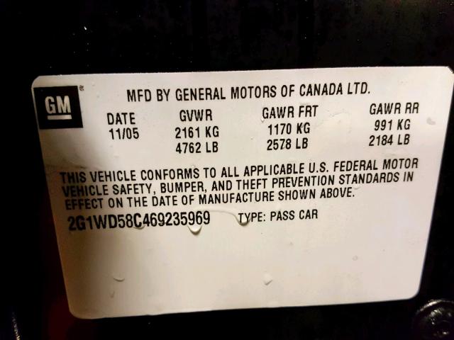 2G1WD58C469235969 - 2006 CHEVROLET IMPALA SUP Қара фото 10