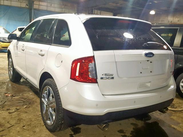 2FMDK3JC3CBA02877 - 2012 FORD EDGE SEL WHITE photo 3