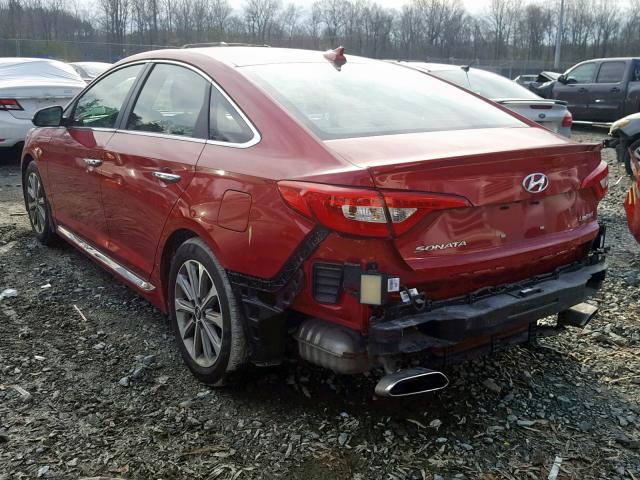 5NPE34AF9HH562243 - 2017 HYUNDAI SONATA SPO RED photo 3