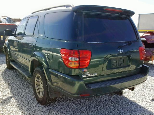 5TDZT38A94S209480 - 2004 TOYOTA SEQUOIA LI GREEN photo 3