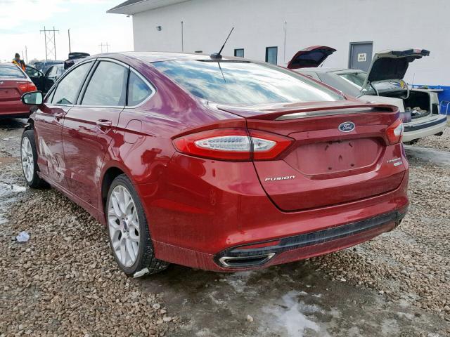 3FA6P0D90ER212067 - 2014 FORD FUSION TIT RED photo 3