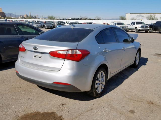 KNAFX4A68E5209543 - 2014 KIA FORTE LX SILVER photo 4