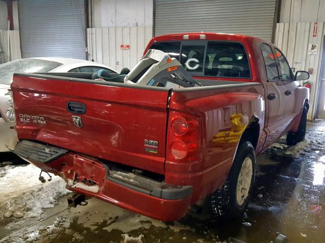 1D7HW48P47S180193 - 2007 DODGE DAKOTA QUA BURGUNDY photo 4