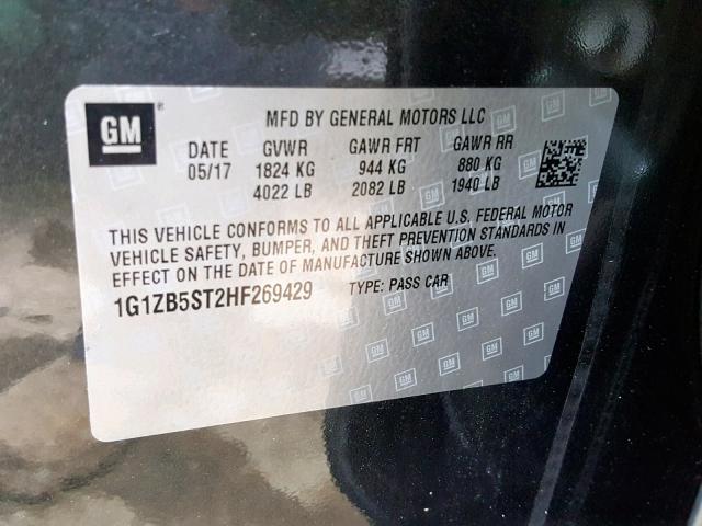 1G1ZB5ST2HF269429 - 2017 CHEVROLET MALIBU LS Boz foto 10