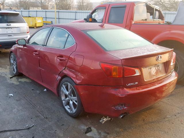 JTHBK262995100233 - 2009 LEXUS IS 250 RED photo 3