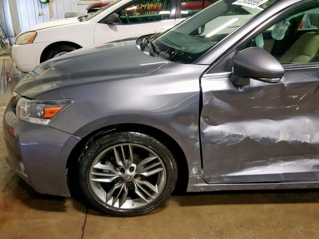 JTHKD5BH8C2120780 - 2012 LEXUS CT 200 GRAY photo 10