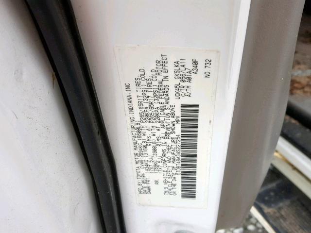 5TDBT48A34S227254 - 2004 TOYOTA SEQUOIA LI WHITE photo 10