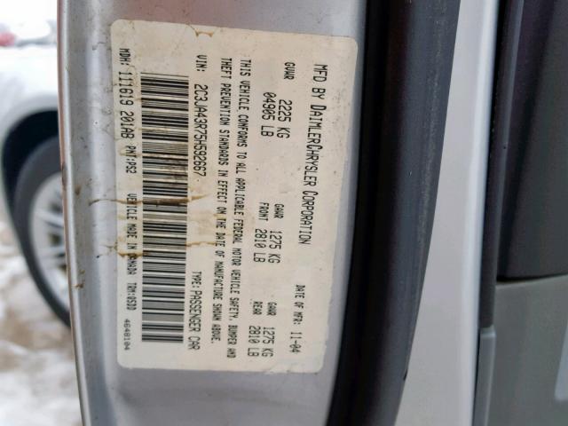 2C3JA43R75H592667 - 2005 CHRYSLER 300 SILVER photo 10