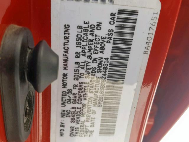 5Y2SL65866Z448314 - 2006 PONTIAC VIBE RED photo 10