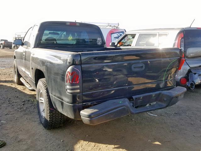 1B7GL22X6YS681115 - 2000 DODGE DAKOTA BLACK photo 3