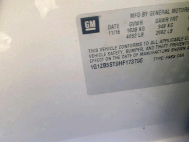 1G1ZB5ST9HF173796 - 2017 CHEVROLET MALIBU LS SILVER photo 10