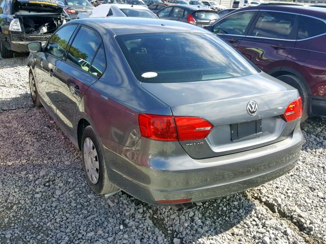 3VW1K7AJ6BM055855 - 2011 VOLKSWAGEN JETTA BASE GRAY photo 3