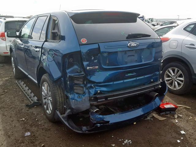 2FMDK3JC8BBA43228 - 2011 FORD EDGE SEL BLUE photo 3