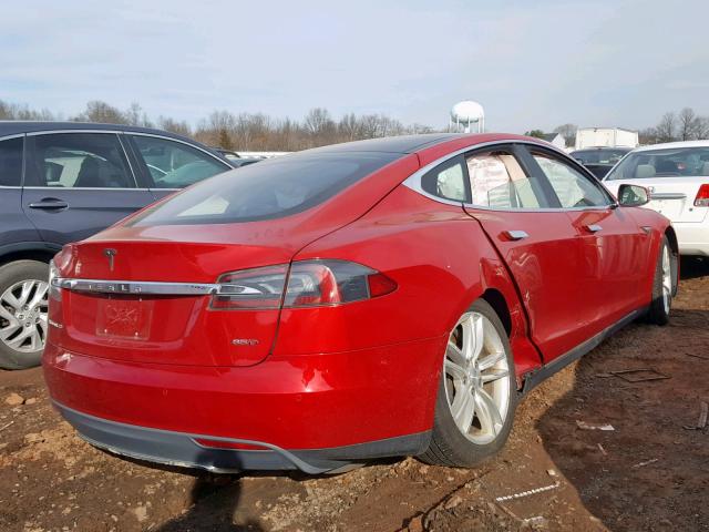 5YJSA1H23FFP71869 - 2015 TESLA MODEL S 85 RED photo 4