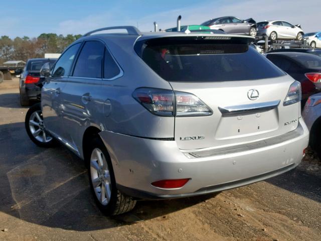 2T2ZK1BA4AC008361 - 2010 LEXUS RX 350 SILVER photo 3