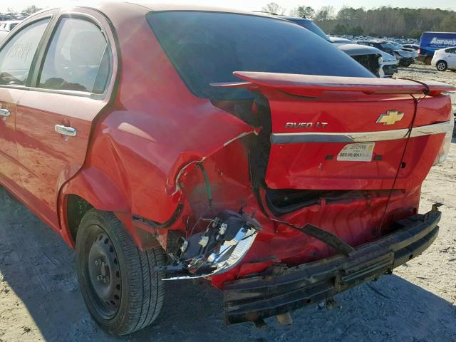 KL1TG56E59B333750 - 2009 CHEVROLET AVEO LT RED photo 9