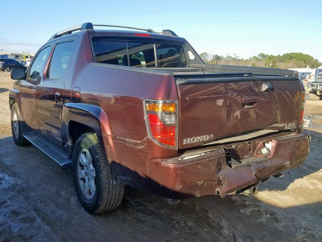 2HJYK16597H521516 - 2007 HONDA RIDGELINE MAROON photo 3