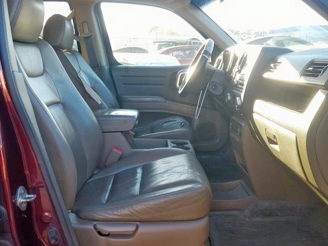 2HJYK16597H521516 - 2007 HONDA RIDGELINE MAROON photo 5