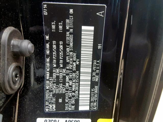 5TDXK3DC0ES514594 - 2014 TOYOTA SIENNA SPO BLACK photo 10