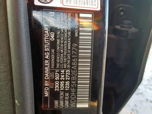 WDDHF5KB2EA861779 - 2014 MERCEDES-BENZ E 350 BLACK photo 10