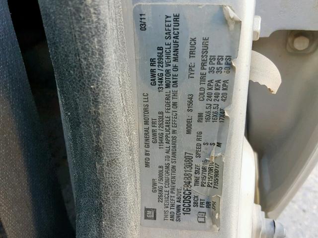 1GCDSCF94B8130807 - 2011 CHEVROLET COLORADO L SILVER photo 10