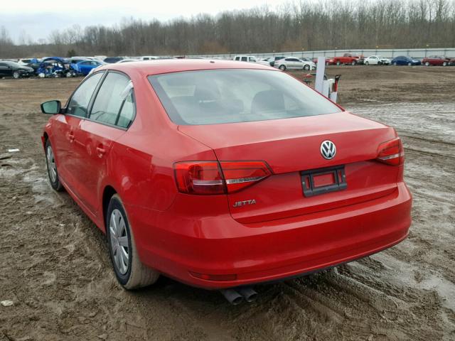 3VW2K7AJ0FM317539 - 2015 VOLKSWAGEN JETTA BASE RED photo 3