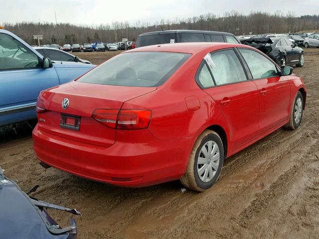 3VW2K7AJ0FM317539 - 2015 VOLKSWAGEN JETTA BASE RED photo 4