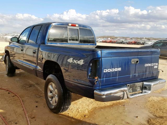 1D7HG48K34S616660 - 2004 DODGE DAKOTA QUA BLUE photo 3