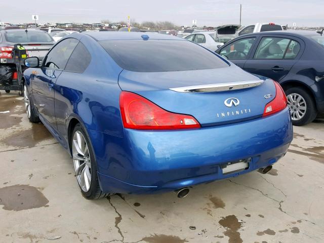 JNKCV64E49M603383 - 2009 INFINITI G37 BASE BLUE photo 3