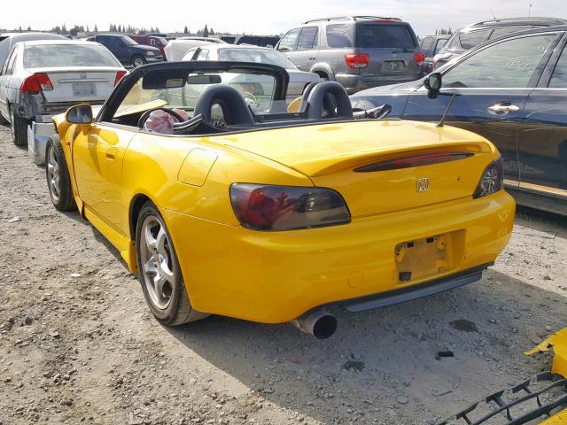 JHMAP11411T001454 - 2001 HONDA S2000 YELLOW photo 3