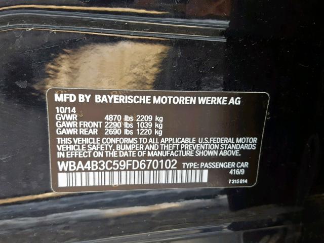 WBA4B3C59FD670102 - 2015 BMW 435 XI BLUE photo 10