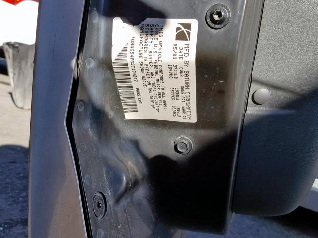1G8AG54F63Z194247 - 2003 SATURN ION LEVEL GRAY photo 10