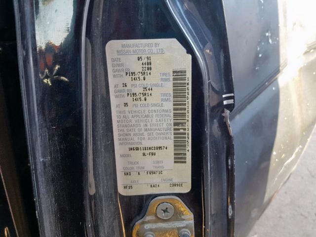 1N6SD11S1MC389574 - 1991 NISSAN TRUCK SHOR BLACK photo 10