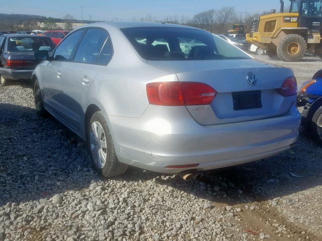 3VW2K7AJ7CM351571 - 2012 VOLKSWAGEN JETTA BASE SILVER photo 3