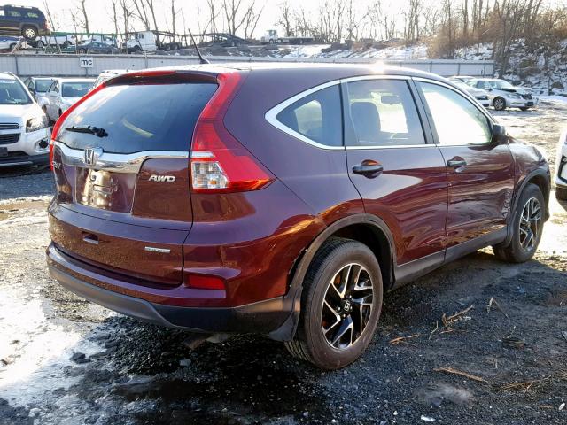 2HKRM4H48GH695027 - 2016 HONDA CR-V SE BURGUNDY photo 4