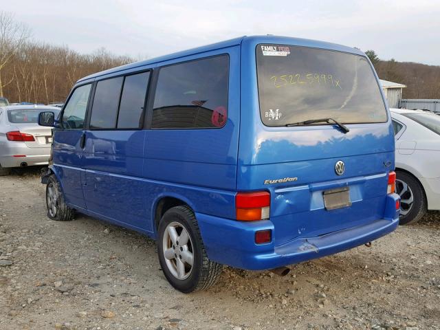 WV2KB47093H001820 - 2003 VOLKSWAGEN EUROVAN GL BLUE photo 3