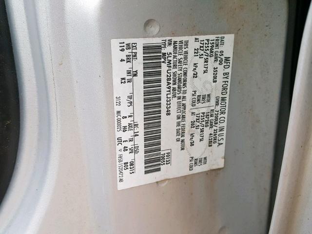 5LMFU28A9YLJ33348 - 2000 LINCOLN NAVIGATOR SILVER photo 10
