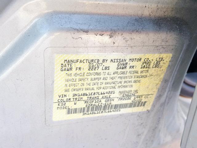 3N1AB61E87L664221 - 2007 NISSAN SENTRA 2.0 TAN photo 10