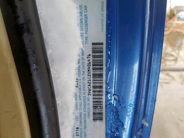 3VWCA21C2XM406476 - 1999 VOLKSWAGEN NEW BEETLE Mavi foto 10