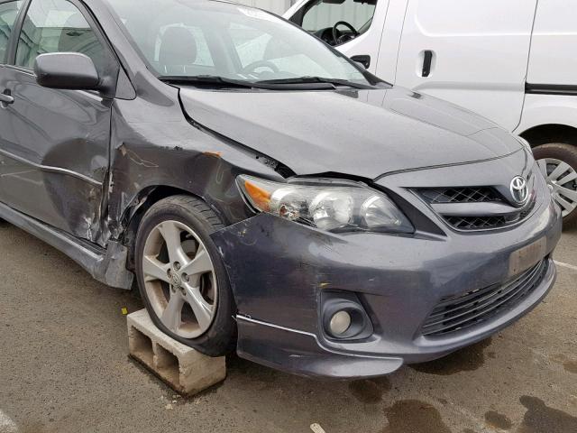 2T1BU4EE9DC943394 - 2013 TOYOTA COROLLA BA GRAY photo 9