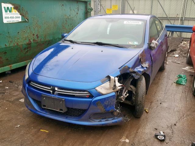 1C3CDFCH2DD285387 - 2013 DODGE DART LIMIT BLUE photo 2