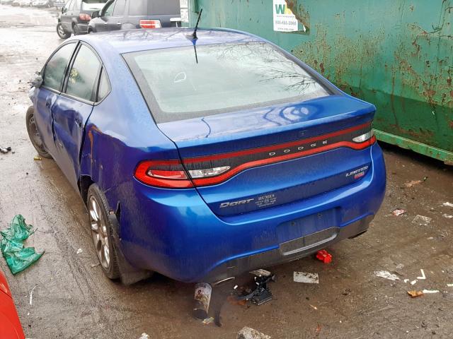 1C3CDFCH2DD285387 - 2013 DODGE DART LIMIT BLUE photo 3