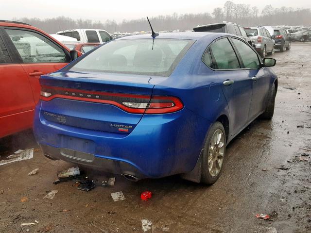 1C3CDFCH2DD285387 - 2013 DODGE DART LIMIT BLUE photo 4