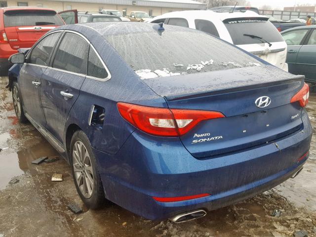 5NPE34AF7HH534747 - 2017 HYUNDAI SONATA SPO BLUE photo 3