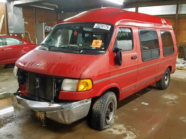 2B6HB11Y52K117375 - 2002 DODGE RAM VAN B1 RED photo 2