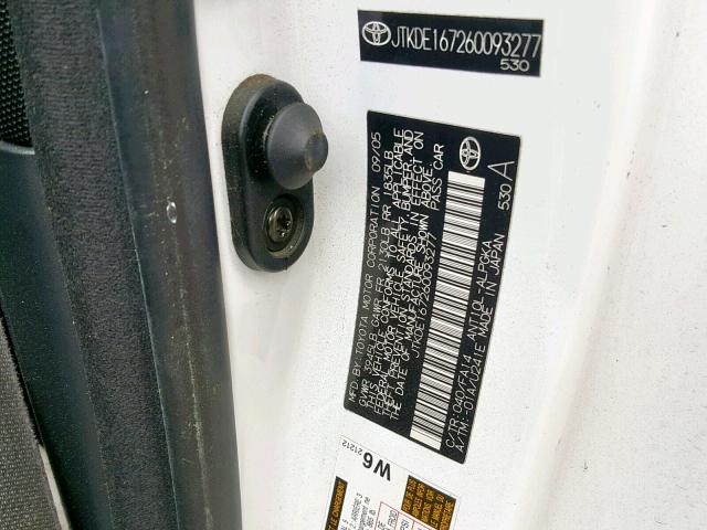 JTKDE167260093277 - 2006 TOYOTA SCION TC თეთრი ფოტო 10