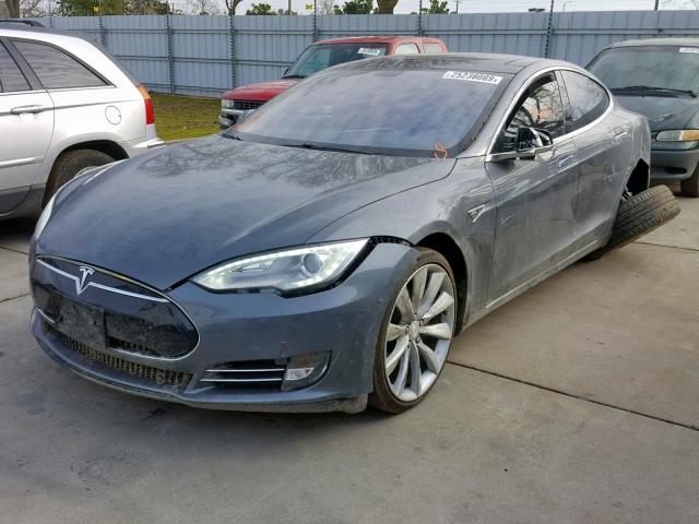 5YJSA1CG1DFP17275 - 2013 TESLA MODEL S GRAY photo 2