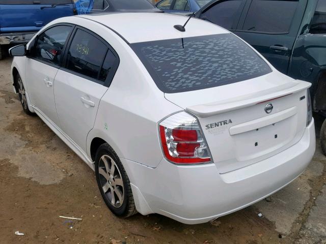 3N1AB6AP0CL690839 - 2012 NISSAN SENTRA 2.0 WHITE photo 3