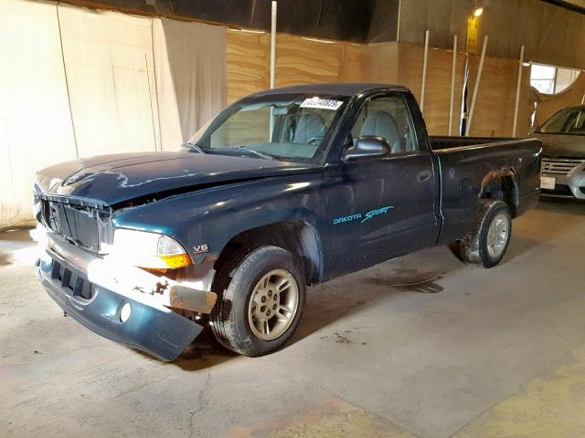 1B7FL26XXWS570764 - 1998 DODGE DAKOTA GREEN photo 2